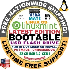 Linux MINT 21.1 USB VERA Mate 64-Bit Live Boot, Full Install for MAC, PC