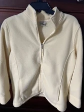L L Bean Ladies Fleece Zip Up Jacket Size L Soft Yellow