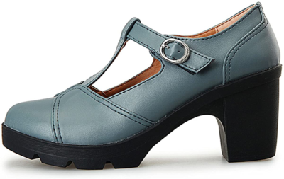 women's classic t-strap platform mid-heel square toe oxfords dress shoes Yunkctuk Women's Classic T-Strap Platform Mid-Heel Square Toe Oxfords Dress Shoes