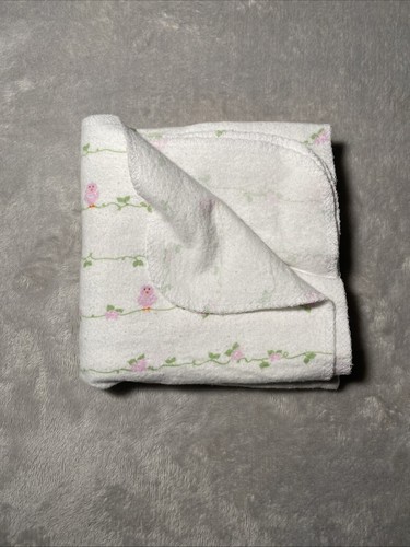 Luvable Friends Receiving Blanket Pink Birds Flowers White Flannel Lovey 30"x30" - Picture 2 of 4