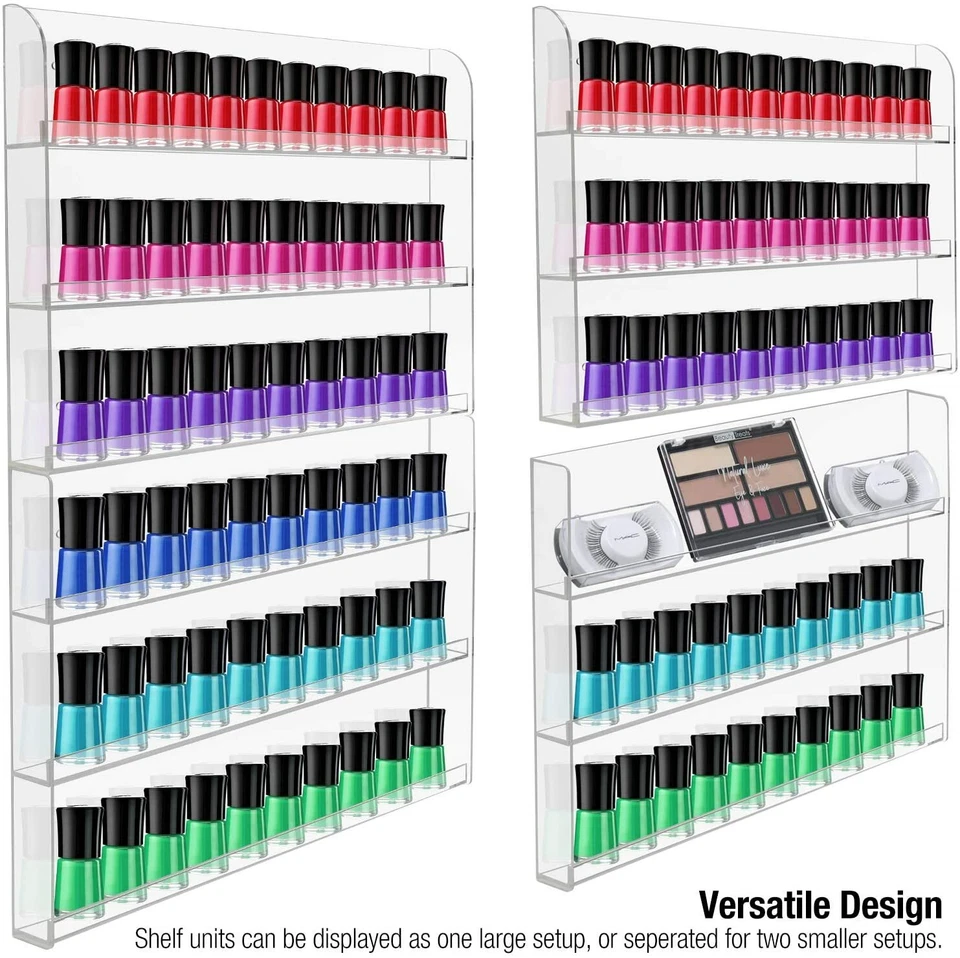 Soporte organizador de esmalte de uñas 90 botellas - estante de almacenamiento de 6 niveles montado en la pared acrílico Foto 2 de 4