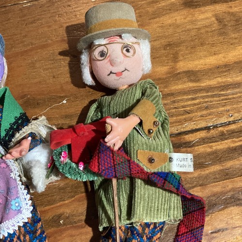 1980s Kurt Adler Fabric Doll Old Couple Christmas Holiday Ornament Grandparents - Picture 3 of 11