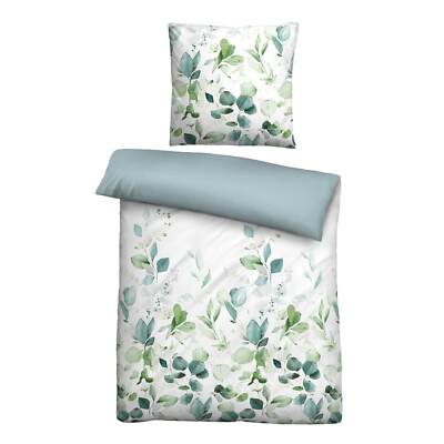 BIBERNA Euca Tencel-Bettwäsche Bettgarnitur Bettbezug Blumen 135x200 cm aqua