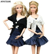 White Black Knitted Warm Sweater For 11.5" 1/6 Doll Outfits Coat Clothes Toys