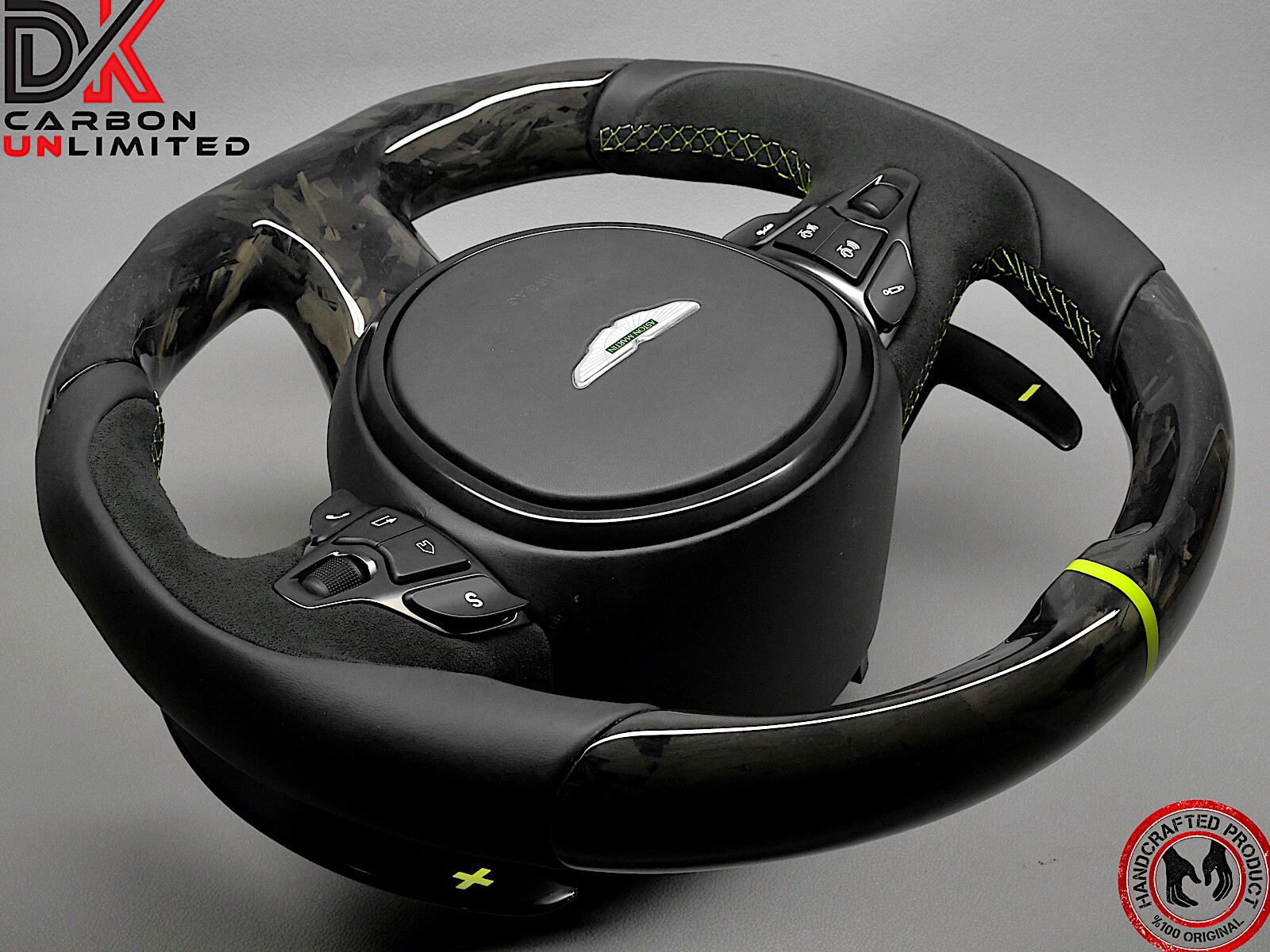 Aston Martin DBS DB11 Vantage AMR Green Ring Gloss Forged Carbon Steering Wheel
