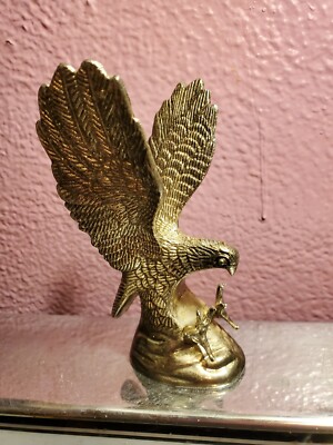 Vintage Small EAGLE BIRD Brass Metal Statue Wings Spread In Motion Figure Flying