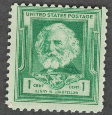 US. 864. 1c. Henry Wadsworth Longfellow, American Poet. Single Stamp. MNH. 1940