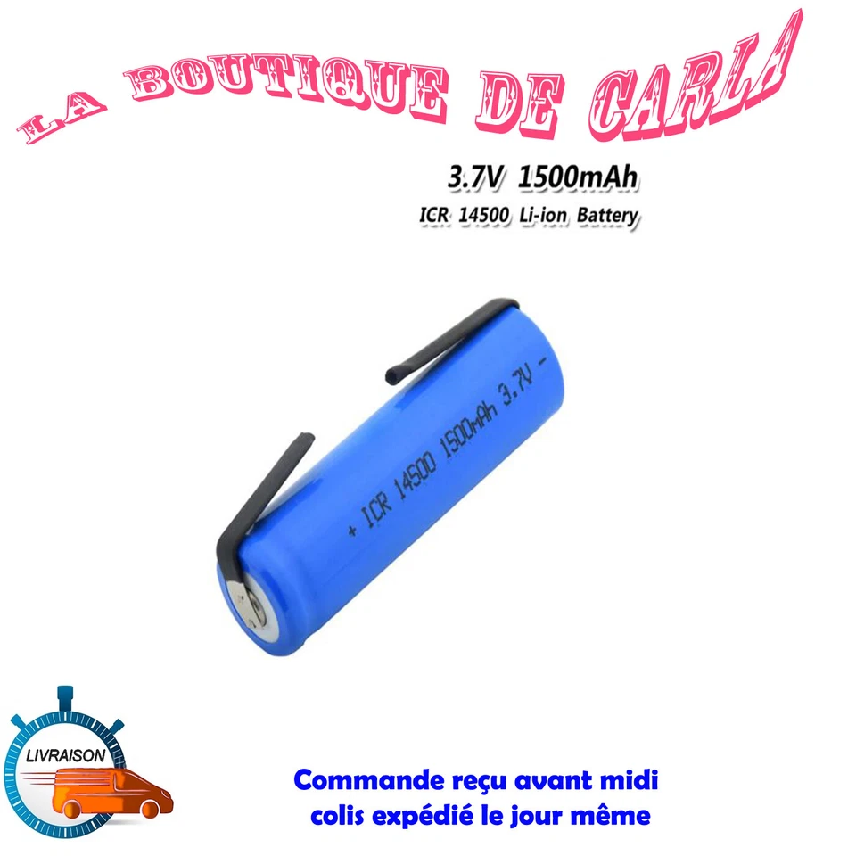 14500 - PILE BATTERIE RECHARGEABLE 1500 mAh LI-ION 3,7 V languettes à souder.. - Photo 1/1