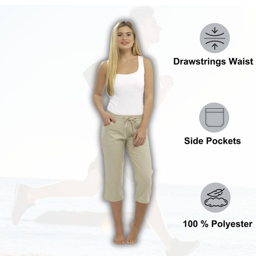 Ladies 100% Cotton Cropped Trouser Women 3/4 Length Shorts UK 10 12 14 16 18 20 - Picture 9 of 13