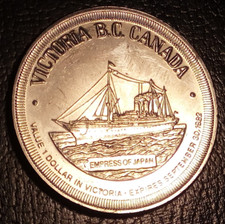 1982 Canada Canadaian BC Victoria Empress of Japan $1 dollar token