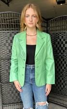 Mint Green Leather Blazer