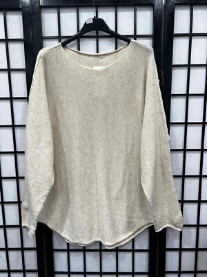 Women's Italian Lagenlook soft Knit Plain Scoop Hem Jumper Top UK