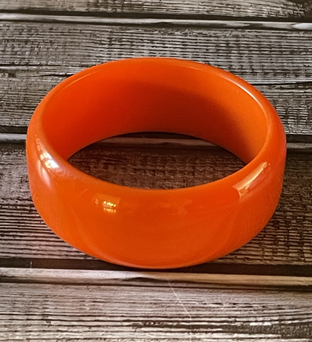 Vintage Bakelite Bangle Bracelet Bright Orange 1 Wide
