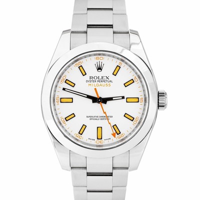 Nuovo di zecca Rolex milgauss bianco anti-magnetico ostrica in acciaio inox  40mm Orologio 116400 | eBay