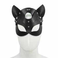 Pu Leather Mask Bdsm Bondage Head Black Eye Mask Halloween Carnival Party Mask