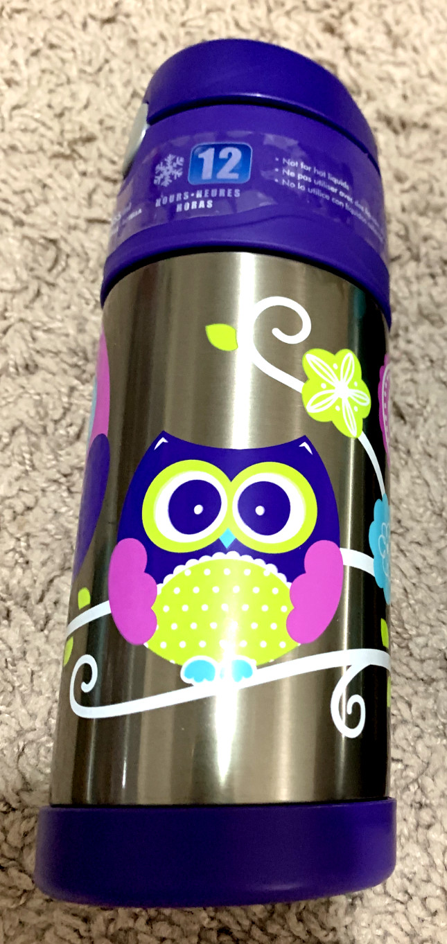 Funtainer 12 Oz Stainless Steel Vacuum Insulated Kids Straw Bottle - Owl