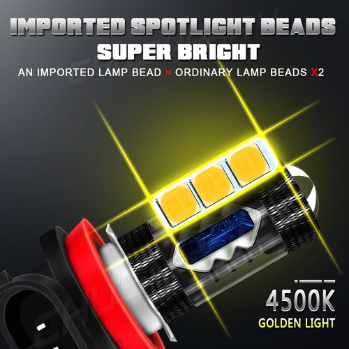 Bombilla antiniebla LED amarilla para Acura TSX 2004 2005 2006 2007 2008-2014 - 2X 3000 K - Imagen 4 de 10