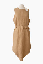 Everlane Womans Linen Belted Midi Dress Tiger's Eye Brown Size 16 Pockets NWT