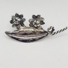 Vintage Handmade Sterling Silver Floral Leaf Brooch Pin 5.57g Modernist — photo 1