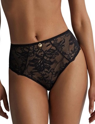 S - 10 Aubade Gold Pleasure High Waisted Slip Luxus transparent Spitze tiefer Slip