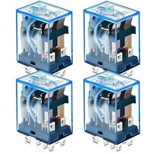 4 Pieces DC 12V General Purpose Relay Coil 8 Pin 10A Electromagnetic Power R