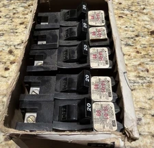 (5)- AMERICAN FPE BREAKERS NB111020 FPE 120 1 POLE 20 AMP 120V BOLT ON NOS NEW