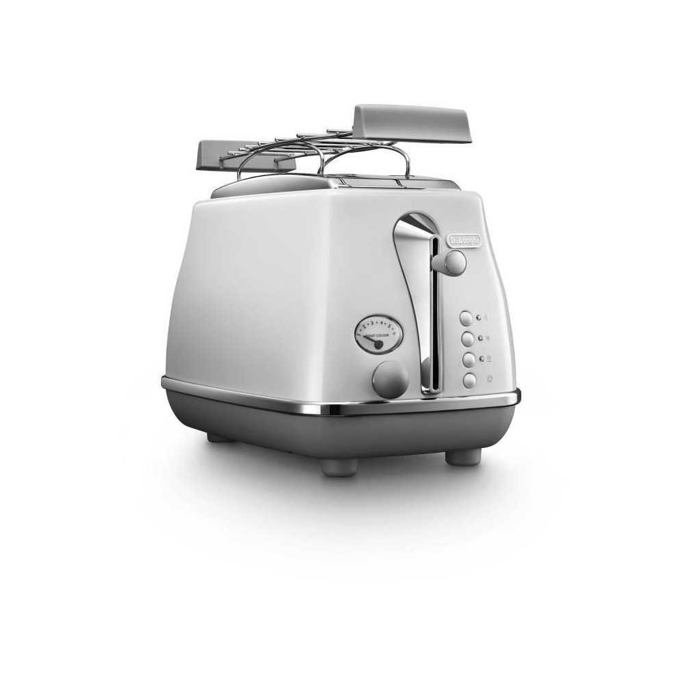 Grille-pain compact DeLonghi CTOC2103.W blanc au design rétro chic et épuré 900W