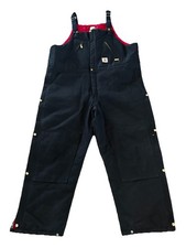 Carhartt Mens Insulated Overalls Bibs R38 BLK 46X28 Double Knee Zip2Hip ExCond