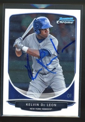 2013 Bowman Chrome KELVIN DE LEON Signed Card autograph auto YANKEES