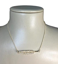 LC Lauren Conrad Women's Gold Plated Leaf Rhinestone Necklace  16" NWT