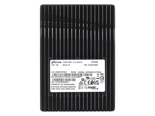 Hard drive Micron 1.92TB NVMe PCIe 4.0 U.3 2.5" RI MTFDKCC1T9TDZ-1AZ1ZABYY - Afbeelding 1 van 4