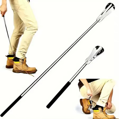 1PC Retractable Stainless Steel Shoe Horn Elderly Shoe Assistant Tool Free Ship