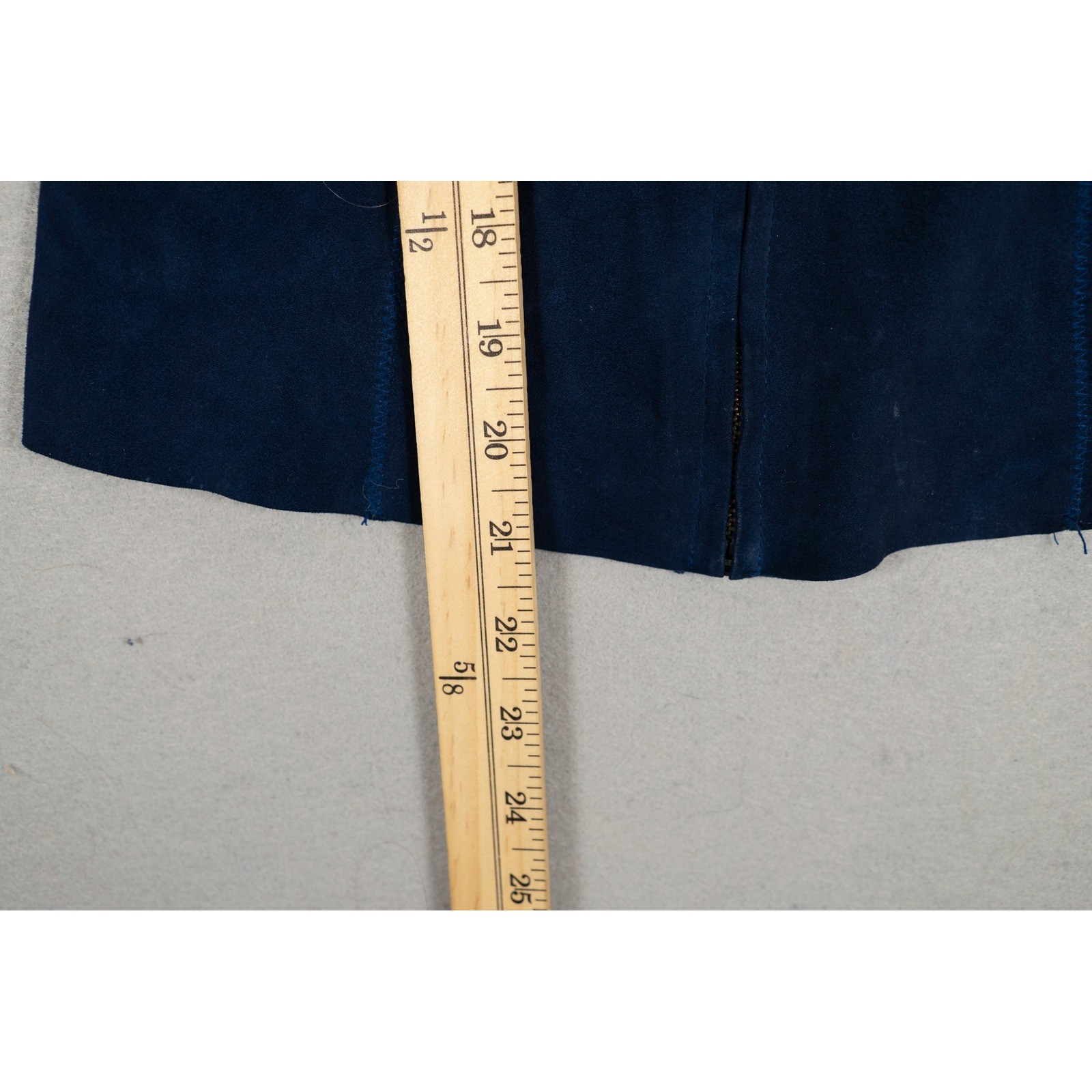 Illia Womens Jacket Navy Blue Genuine Leather Suede Ribbed Zip Front Size 4 image 9