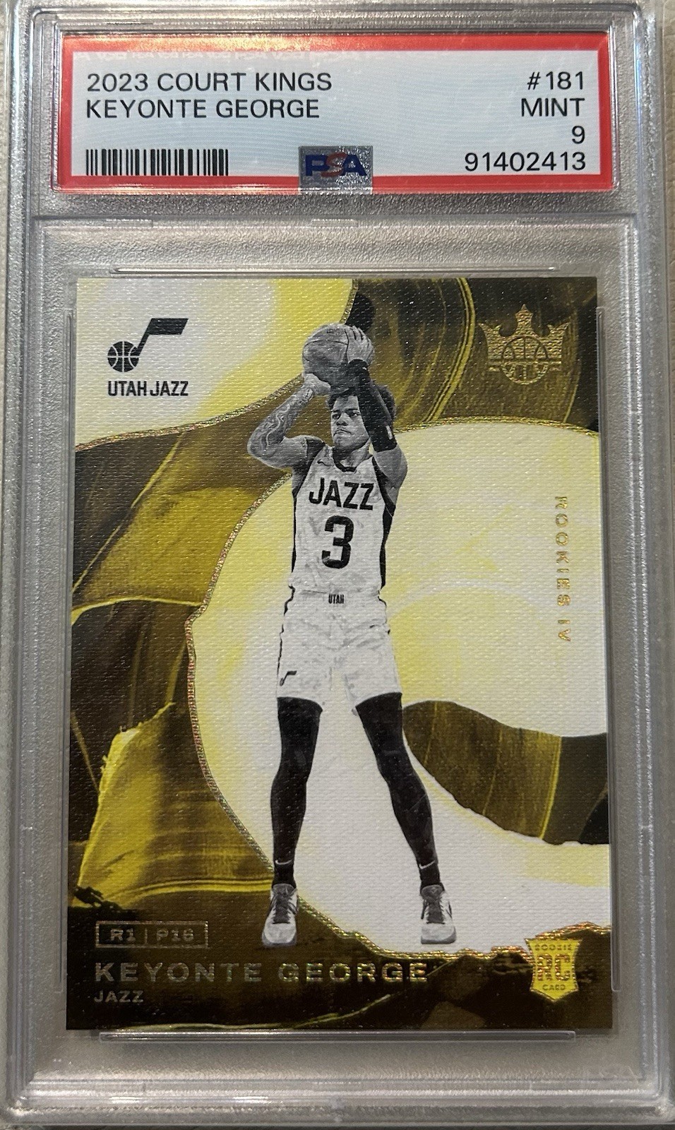 2023-24 Panini Court Kings Rookies Level 4 IV Keyonte George #181 PSA 9 SSP Jazz