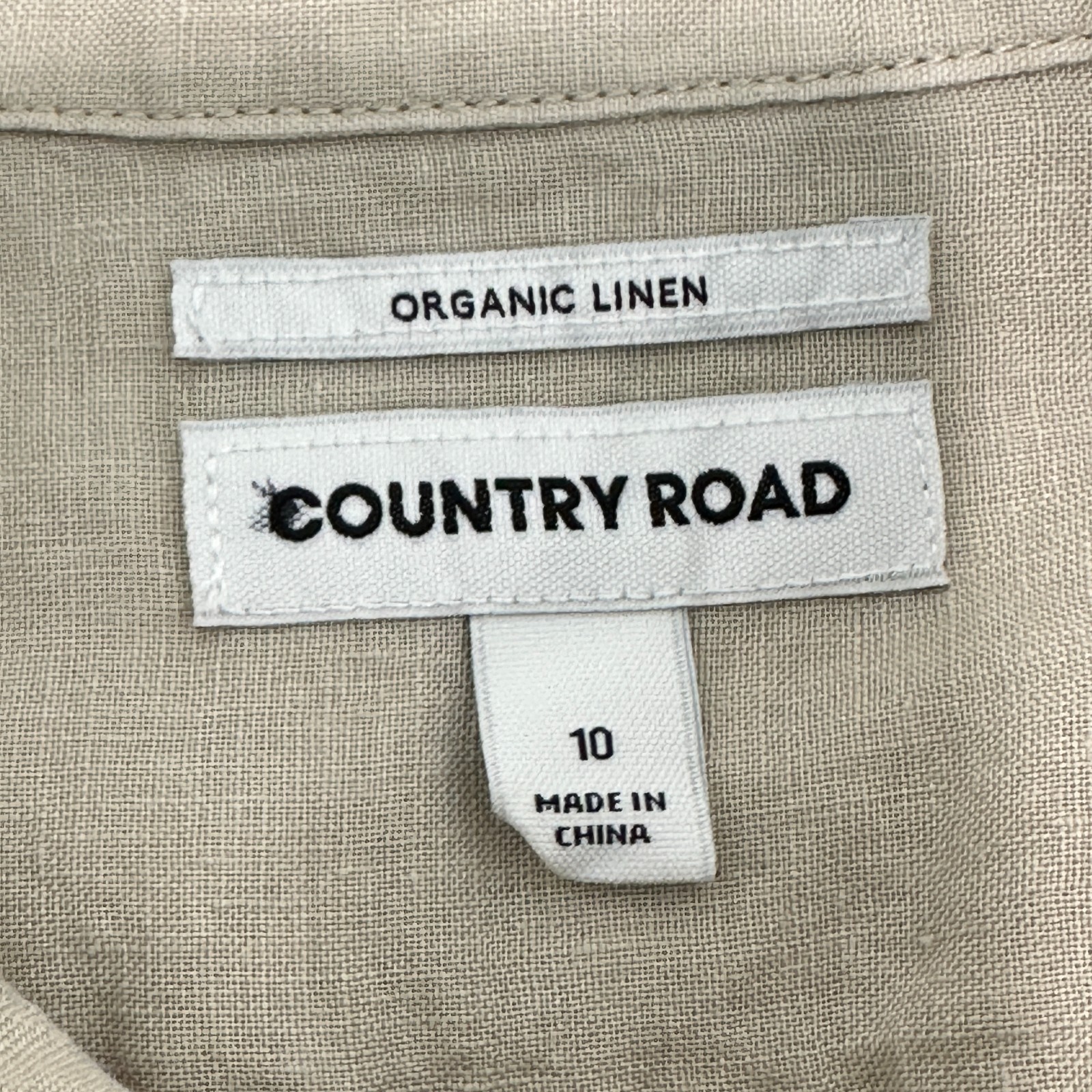 Country Road Top Women AU 10 Beige Organic Linen Button Up image 3
