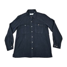 Orvis Black 100% Silk Button Up Shirt Long Sl...