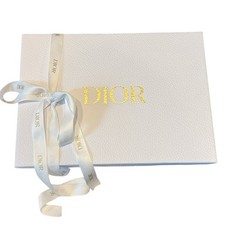 Dior Textured Empty White Box with Gold Logo and Dior Ribbon 12.2x9x5
