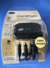 Belkin 2-Port KVM Switch with Bundled Cables (F1DJ102P-B) New Sealed