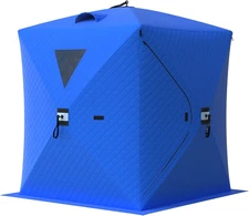 Insulated Pop-Up Ice Fishing Tent, 6-8 Person Portable Hub-Style Tent, Windproof