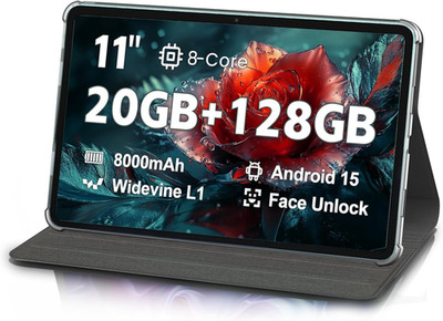 Android Tablet 11 Inch, 20GB RAM 128GB ROM 1TB Expansion, T606 8-Core Processor,