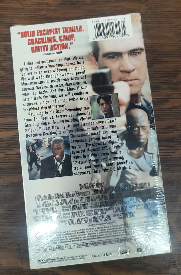 U.s. Marshals VHS 1998 Film Tommy Lee Jones Wesley Snipes