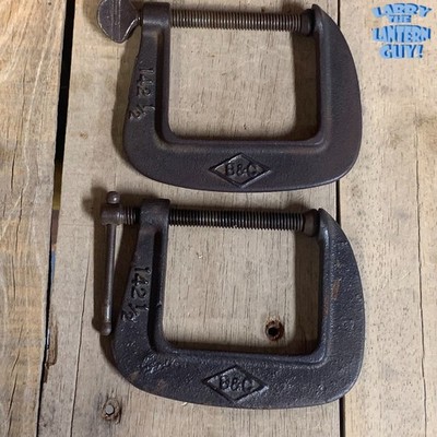 2 Vintage B&C Brink & Cotton C-Clamps. No 142 1/2 ~ 1-5/8''