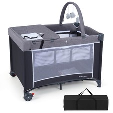 3 in 1 Pack and Play w/ Toy Bar Diaper Changing Table w/ Safety Belt