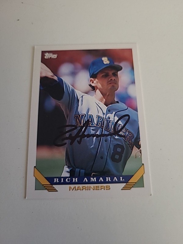 Rich Amaral Signed 1993 Topps MLB Baseball Card #431 AUTO Mariners
