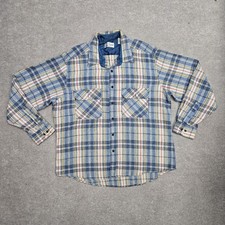 Vintage 1980s Mens XL Sears Roebucks Flannel Red Blue Wool Blend Indie Shirt
