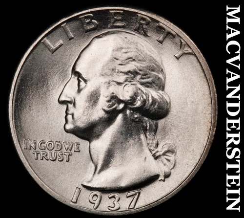 1937 Washington Quarter- Silver- Choice Gem Brilliant Unc+++++ Semi Key #J1050