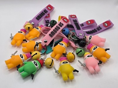 Lot of 10 Among Us Collector Bag Clip Keychains With Bell