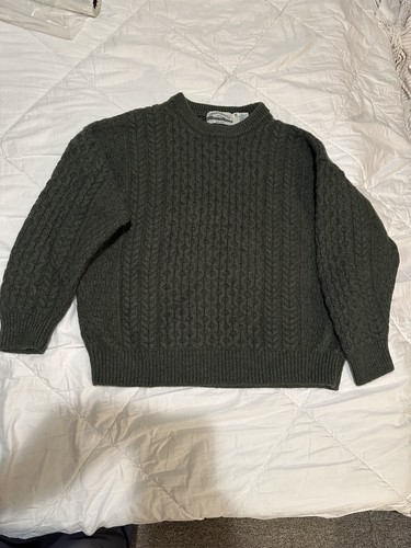 ARANCRAFTS Market Irland grüner Fischerpullover Wolle Zopfmuster 2XL