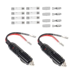 2 Built-in 15A Fused Car Cigarette LED Lighter Adapter Power Male Plug W/ Leads