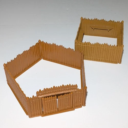 Marx 1950s Jungle Jim Native Playset Camp Log Walls 8 Panels & 1 Gate Entrance